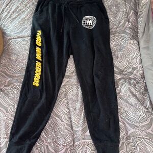 Black Sweatpants with Yellow 'Third Man Records' Side Graphic